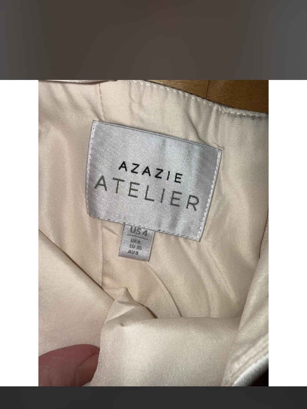 Azazie Atelier Emma cream pleated midi dress - Picture 4 of 4